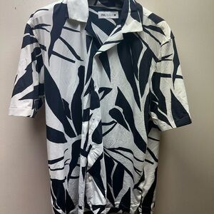 Zara Monochrome Leaf Pattern Shirt